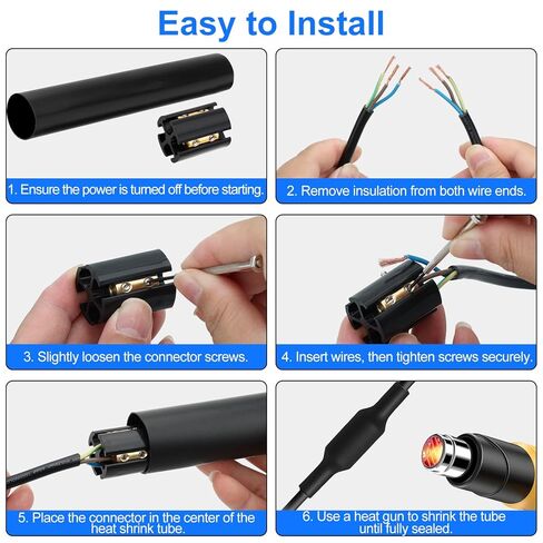 Linkstyle 1 Sets Underground Wire Splice Kit Suit for 14/3 to 8/3 Range Direct Burial Uf Wire, 600 Volts Max 4-Port Screws Circuit Brass Connector and Shrink Tube Electrical Cable in Kuwait