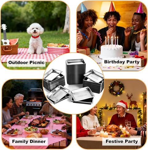 200 Pcs Plastic Disposable Sauce Dishes, Mini Dipping Soy Sauce Dish for Sushi, Rectangle Seasoning Plates, Condiment Appetizer Tray for BBQ Mustard Vinegar Ketchup Salad, Silver in Kuwait