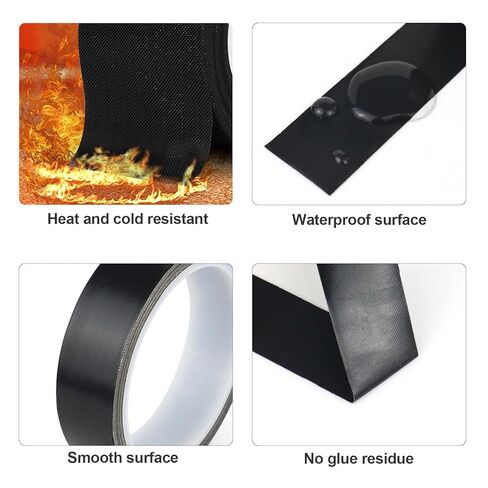 شريط قماش زجاجي من BOMEI PACK أسود من PTFE Teflonn، عبوة واحدة مقاس 1 بوصة × 33 قدمًا شريط PTFE مقاوم للتآكل بدرجة حرارة عالية لحماية السطح لآلة سد الفراغ، سدادات نبض يدوية مطلية بالعزل in Saudi Arabia