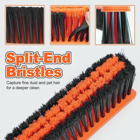 JEHONN دفع مكنسة في الهواء الطلق الثقيلة، 15.7 بوصة على شكل حرف V فرشاة صناعية تجارية قاسية مع 61 "مقبض طويل لمرآب مستودع متجر حديقة فناء درب ساحة سطح الشارع (برتقالي) in Kuwait