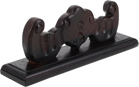 VANZACK Wooden Flute Stand with Carved Artistic Pattern, Dual Flute Display Rack Organizer for Desktop Musical Instrument Storage and Home Decor in Saudi Arabia