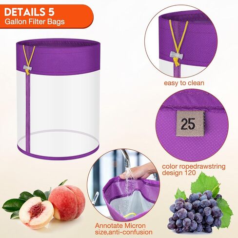 5-Pack 5-Gallon All-Mesh Storage Bags, 5 Color FineNylon Mesh, 5 Pieces Per Pack - For 5 Gallon Bucket, Reusable Filter Bag With Opening On Top.Hydroponics, Gardening in Saudi Arabia