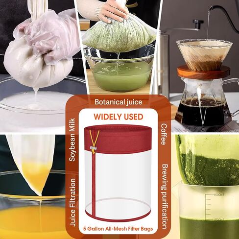 5-Pack 5-Gallon All-Mesh Storage Bags, 5 Color FineNylon Mesh, 5 Pieces Per Pack - For 5 Gallon Bucket, Reusable Filter Bag With Opening On Top.Hydroponics, Gardening in Saudi Arabia