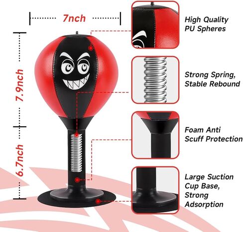 Desktop Punching Bag with Suction Cup Base - Heavy Duty Stress Relief Ball for Office & Home | Funny Desk Accessories, White Elephant Gag Gifts for Coworkers, Kids & Friends in Kuwait