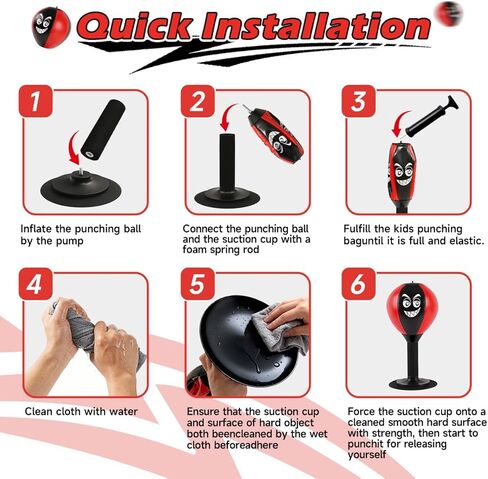 Desktop Punching Bag with Suction Cup Base - Heavy Duty Stress Relief Ball for Office & Home | Funny Desk Accessories, White Elephant Gag Gifts for Coworkers, Kids & Friends in Kuwait