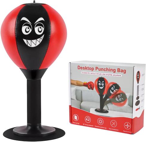 Desktop Punching Bag with Suction Cup Base - Heavy Duty Stress Relief Ball for Office & Home | Funny Desk Accessories, White Elephant Gag Gifts for Coworkers, Kids & Friends in Kuwait