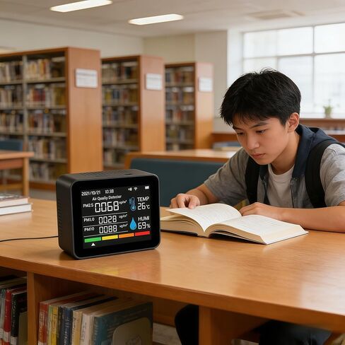 مراقب جودة الهواء الذكي، مقياس جودة الهواء الداخلي مع HCHO، CO2، PM2.5 PM10، PM1.0، TVOC، AQI، درجة الحرارة والرطوبة، الوقت والتاريخ، إنذار، تخزين البيانات لمدة عام، التحكم في التطبيقات للمنزل والمكتب in Kuwait