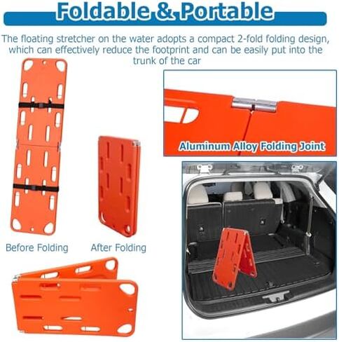 Foldable Spine Board Stretcher with Head Immobilizer - Lightweight Water Rescue Stretcher, 350 lbs Capacity for Lifesaving in Open Water Emergencies in Saudi Arabia