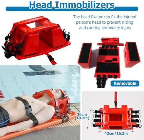Foldable Spine Board Stretcher with Head Immobilizer - 350 lbs Capacity Water-Rescue Floating Backboard for Lifesaving and Emergency Response in Saudi Arabia