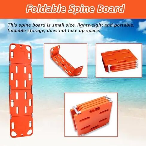 Portable Spine Board Stretcher for Water Rescue, 12 Curved Handles, 2-Fold Design for Lifeguard Use (73.6"x19.7") in Saudi Arabia