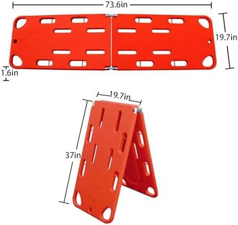 Emergency Rescue Spine Board Stretcher, Water Floating Life Board with Seat Belt, Durable Two-Fold PE Stretcher Supports 350lbs for First Aid and Water Rescue in Saudi Arabia