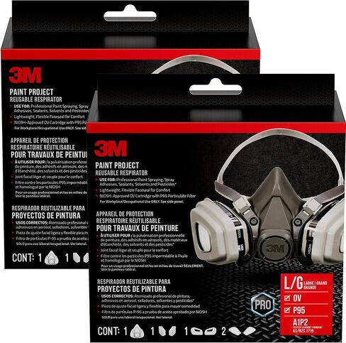 3M P95 / Organic Vapor Paint Project Reusable Respirator 6311, Large Size, NIOSH-APPROVED, Use For Professional Paint Spraying, Lightweight, Flexible, Thermoplastic Faceseal For Comfort (6311P1-DC) in Kuwait