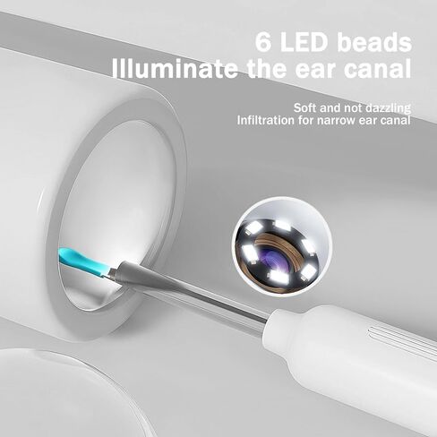 إزالة شمع الأذن، كاميرا أداة إزالة شمع الأذن مع 1080 بكسل و6 مصابيح LED، منظف الأذن مع 10 نصائح بديلة، مجموعة إزالة شمع الأذن مع كاميرا و7 قطع من أدوات الأذن لأجهزة Android/iOS in Kuwait