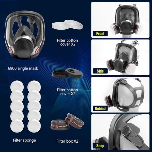 Full Face Respirator Mask - Reusable Large Face Gas Mask Professional Breathing Protection Against Dust/Organic Vapor/Formaldehyde/Chemical Perfect for Airbrush, Car Spraying, Sanding, Paint Work in Saudi Arabia