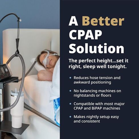 حامل جهاز CPAP BiPAP قابل لضبط الارتفاع مع عجلات قفل وحامل خرطوم وبساط حماية - يمنع المطر ويقلل الضوضاء والاهتزاز - متوافق مع معظم أجهزة CPAP وBiPAP in Saudi Arabia