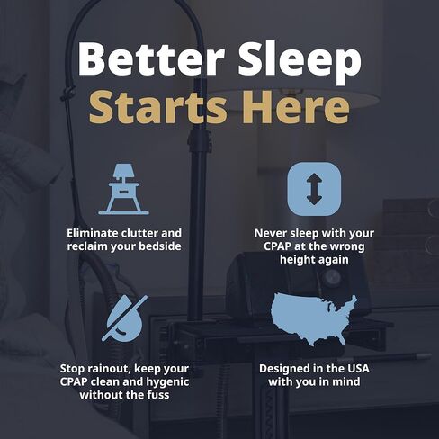 حامل جهاز CPAP BiPAP قابل لضبط الارتفاع مع عجلات قفل وحامل خرطوم وبساط حماية - يمنع المطر ويقلل الضوضاء والاهتزاز - متوافق مع معظم أجهزة CPAP وBiPAP in Saudi Arabia