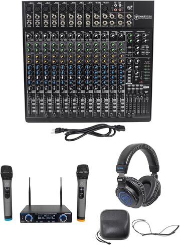 Audiosavings Bundle: (1) Mackie 1642VLZ4 Mixer 16-ch Analog Low-Noise Bundle with (1) RV RWM72U Dual UHF Wireless Handheld Microphone System & (1) RV DJ1500 DJ Headphones w/Cable (Items 3) in Saudi Arabia