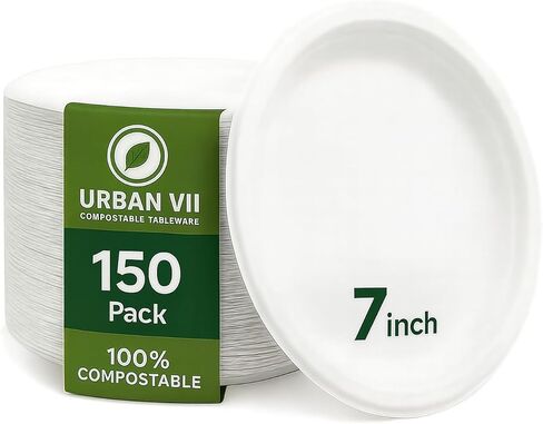 10-Inch Compostable Paper Plates [250-Pack] – Heavy-Duty Disposable Bagasse (Sugarcane Fiber) Plates, Eco-Friendly Biodegradable Dinnerware, Microwave-Safe & Leak-Proof (125, 10 Inch) in Saudi Arabia