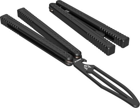 Nabalis X Will Hirsch Vulp Teflon Knife Balisong Trainer 6061 مقبض قناة ألومنيوم مع دبابيس زن، أسود in Kuwait