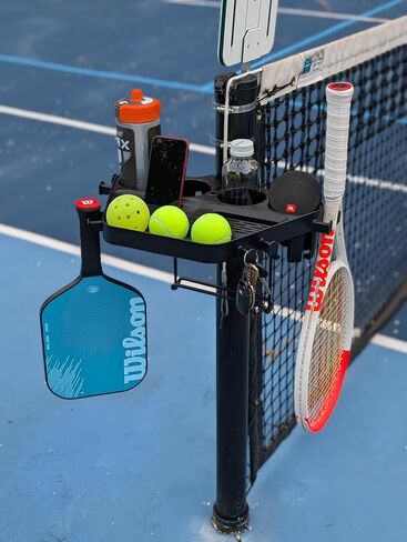 Grand Slam Court Caddie - Tennis and Pickleball Court Organizer for Fence and Net Post - Cup Holders, Phone Storage, Ball Slots, Racquet Hooks and Dual Waste Basket Mount - Weather-Resistant in Saudi Arabia