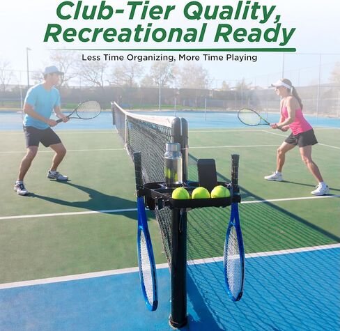 Grand Slam Court Caddie - Tennis and Pickleball Court Organizer for Fence and Net Post - Cup Holders, Phone Storage, Ball Slots, Racquet Hooks and Dual Waste Basket Mount - Weather-Resistant in Saudi Arabia