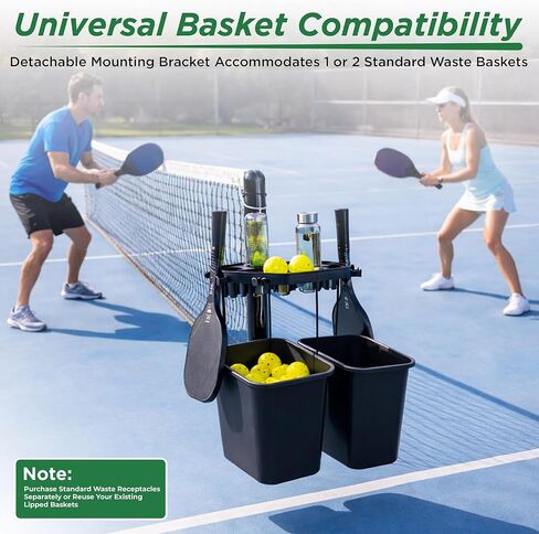 Grand Slam Court Caddie - Tennis and Pickleball Court Organizer for Fence and Net Post - Cup Holders, Phone Storage, Ball Slots, Racquet Hooks and Dual Waste Basket Mount - Weather-Resistant in Saudi Arabia