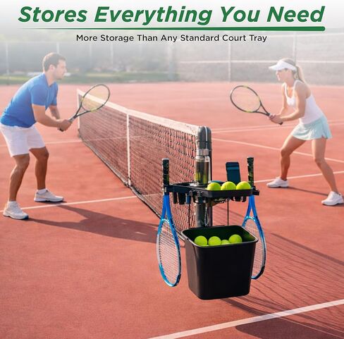Grand Slam Court Caddie - Tennis and Pickleball Court Organizer for Fence and Net Post - Cup Holders, Phone Storage, Ball Slots, Racquet Hooks and Dual Waste Basket Mount - Weather-Resistant in Saudi Arabia