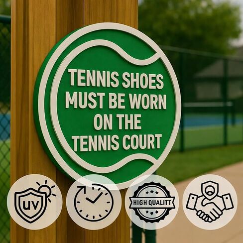 Tennis Shoes Must be Worn on the Tennis Court –6"x6", 11"x11", Easy Install, All-Surface Mount, For Clubs, Recreational Facilities, or Parks in Saudi Arabia