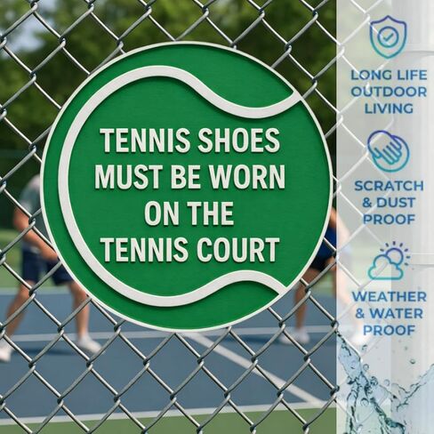 Tennis Shoes Must be Worn on the Tennis Court –6"x6", 11"x11", Easy Install, All-Surface Mount, For Clubs, Recreational Facilities, or Parks in Saudi Arabia
