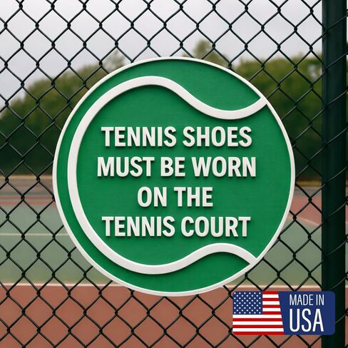 Tennis Shoes Must be Worn on the Tennis Court –6"x6", 11"x11", Easy Install, All-Surface Mount, For Clubs, Recreational Facilities, or Parks in Saudi Arabia