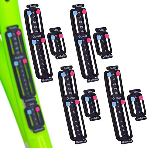 Uniharpa Tennis Score Keeper for Racket,Pack of 4 Black Tennis Racket Pickleball Paddle Scorekeeper,Small Score Board Counter for Tennis Trainer,Point Tracker Recording Points,1.9g,4pcs in Kuwait