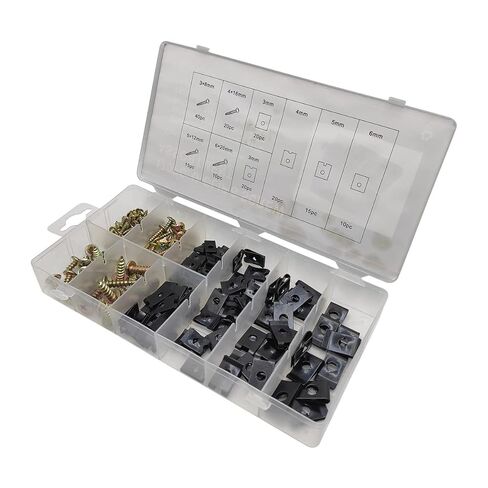 170 Pieces/Set Universal U Shaped Nut Fixing Screw Vehicle Bumper Dash Door Panel Fasteners Accessories Car Fender Bumper in Saudi Arabia