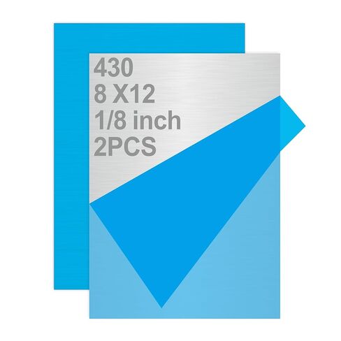 2PCS 8" x 12" x 1/8" Inch Stainless Steel Sheets Metal Plates for Magnetic Mount Board Wall, 430 Stainless Steel Shim Stock Plates for Crafting, Kitchen, Office（Thickness,2.95mm in Kuwait