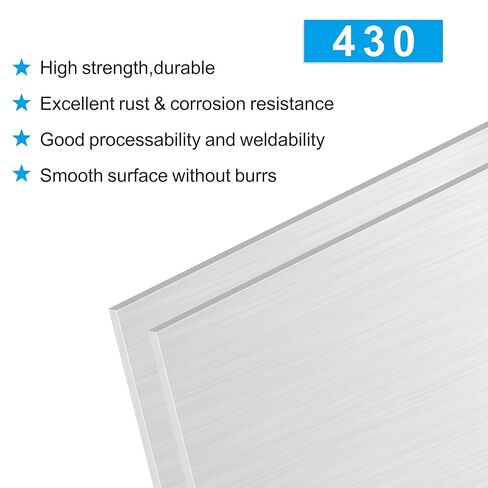 2PCS 8" x 12" x 1/8" Inch Stainless Steel Sheets Metal Plates for Magnetic Mount Board Wall, 430 Stainless Steel Shim Stock Plates for Crafting, Kitchen, Office（Thickness,2.95mm in Kuwait