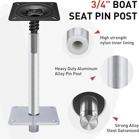Bolaxin 3/4" Aluminum Marine Boat Seat Pedestal Post – 11" Lock-in Swivel Base Pole for Pontoon, Bass & Fishing Boats, Durable Corrosion-Resistant Seat Extension Post with Non-Threaded Steel Pin in Saudi Arabia