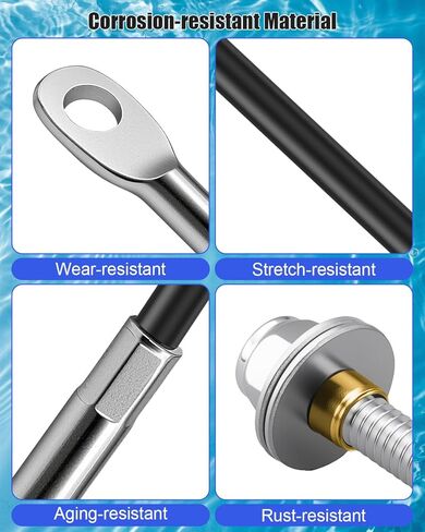 7" Marine Boat Seat Cables Replace B101-00 Compatible with Millennium B-100 Marine Boat, 2Pcs Arm Rest Straps w/ 4 x Bolts in Saudi Arabia