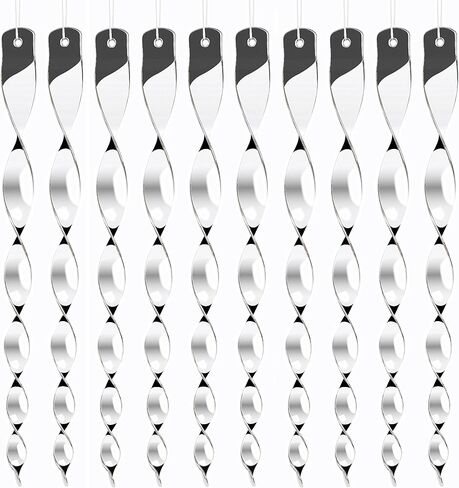 Hausse 10 Pack Bird Deterrents for Outside, Bird Repellent Hanging Silver Plastic Reflectors Scare Rods, Garden Decorative Reflective Scare Birds Away, Like Woodpeckers, Pigeons and Geese in Kuwait