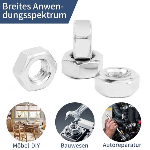 95 قطعة صامولة M6، صامولة قفل نايلون مطلية بالزنك الأسود، صامولة قفل سداسية مترية بحافة مسننة (M6-1.0 مم) in Kuwait