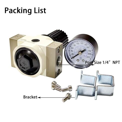 YSIL Air Compressor Pressure Regulator with Gauge Female Thread 1/4 NPT 0-180 PSI Adjustable OR-02 in Kuwait