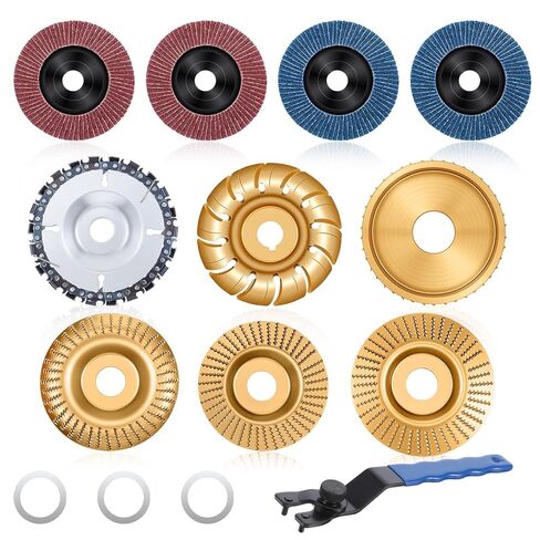 14 Pcs Angle Grinder Wood Carving Disc Set, Stump Grinding Tools for 4" or 4 1/2" Angle Grinder Flap Disc Flap Sanding Wheels for Woodworking Cutting Carving Sanding and Polishing in Saudi Arabia