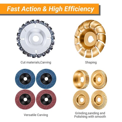 14 Pcs Angle Grinder Wood Carving Disc Set, Stump Grinding Tools for 4" or 4 1/2" Angle Grinder Flap Disc Flap Sanding Wheels for Woodworking Cutting Carving Sanding and Polishing in Saudi Arabia