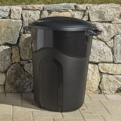 32 Gallon Plastic Trash Can, Heavy Duty Garbage Can with Click Lock Lid, Large Sturdy Handles, Garage Trash Can, Indoor and Outdoor, Black in Saudi Arabia