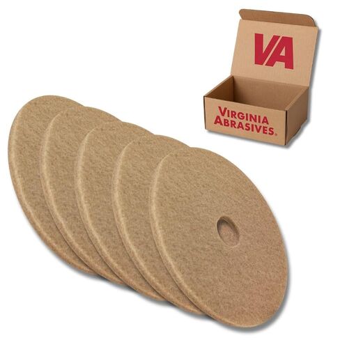 Virginia Abrasives 17" Tan Floor Maintenance Pads – Light Buffing, Scrubbing, Non-Woven, Thick Replacement Pads for Orbital Machines, 5-Pack in Kuwait