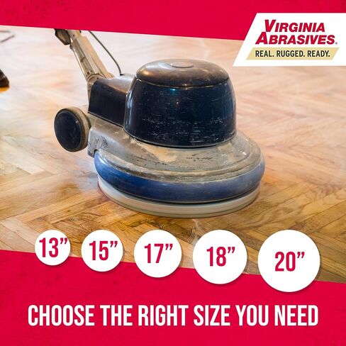 Virginia Abrasives 17" Tan Floor Maintenance Pads – Light Buffing, Scrubbing, Non-Woven, Thick Replacement Pads for Orbital Machines, 5-Pack in Kuwait