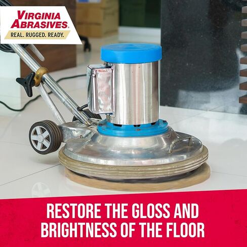 Virginia Abrasives 17" Tan Floor Maintenance Pads – Light Buffing, Scrubbing, Non-Woven, Thick Replacement Pads for Orbital Machines, 5-Pack in Kuwait