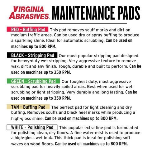 Virginia Abrasives 17" Tan Floor Maintenance Pads – Light Buffing, Scrubbing, Non-Woven, Thick Replacement Pads for Orbital Machines, 5-Pack in Kuwait