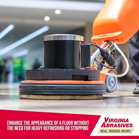 Virginia Abrasives 17" Tan Floor Maintenance Pads – Light Buffing, Scrubbing, Non-Woven, Thick Replacement Pads for Orbital Machines, 5-Pack in Kuwait