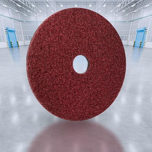 Americo Black Diamond 400 Red Heavy Duty Cleaning Flood Pad, 20" Diameter, 400 Grit, 2 Pads/Case, Made in The USA in Kuwait