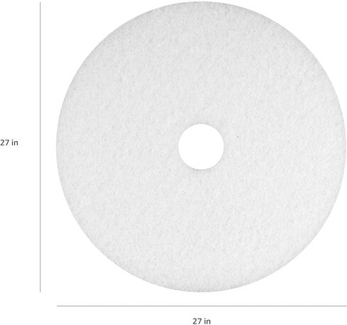 Americo White Super Polish Floor Pad, 27" Diameter, 3.25" Center Hole, 2 Pads/Case, Machine Floor Pads for Polishing Dry Floors, Made of 100% Recycled Content, USA Made in Kuwait