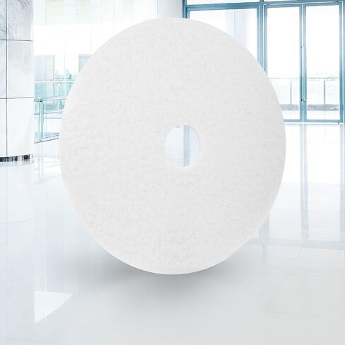 Americo White Super Polish Floor Pad, 27" Diameter, 3.25" Center Hole, 2 Pads/Case, Machine Floor Pads for Polishing Dry Floors, Made of 100% Recycled Content, USA Made in Kuwait